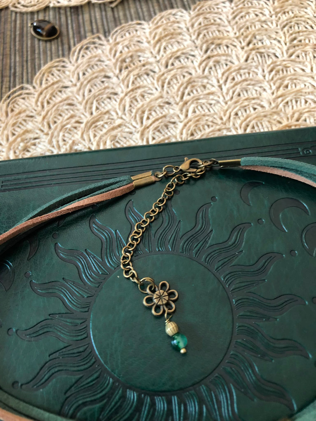 Zielony Agat Choker Boho Vintage – Naturalny Kamień Harmonii i Dobrobytu | Agnes Arte