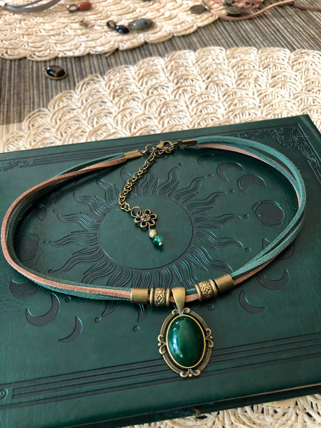 Zielony Agat Choker Boho Vintage – Naturalny Kamień Harmonii i Dobrobytu | Agnes Arte