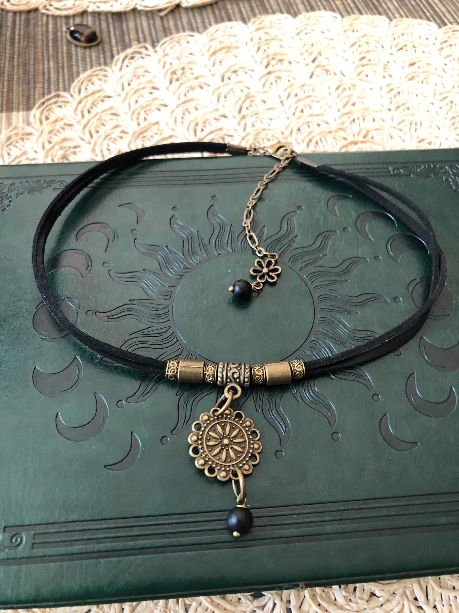 🖤 Choker Mandala z Matowym Onyksiem – Boho Gothic | Agnes Arte
