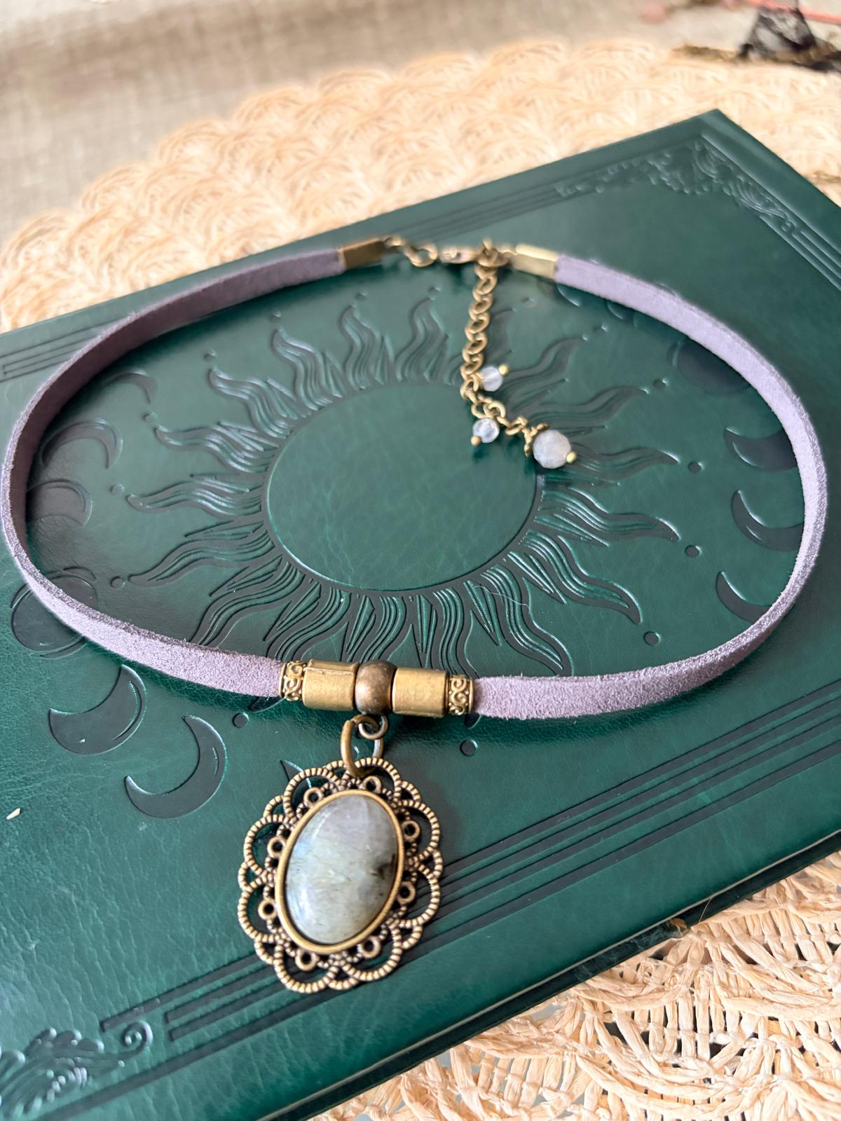 Choker Boho Vintage z Labradorytem – Kamień Intuicji i Magii | Agnes Arte