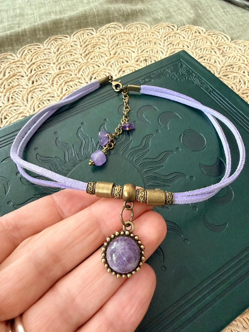 Choker z Ametystem – delikatna magia w odcieniach lawendy 💜