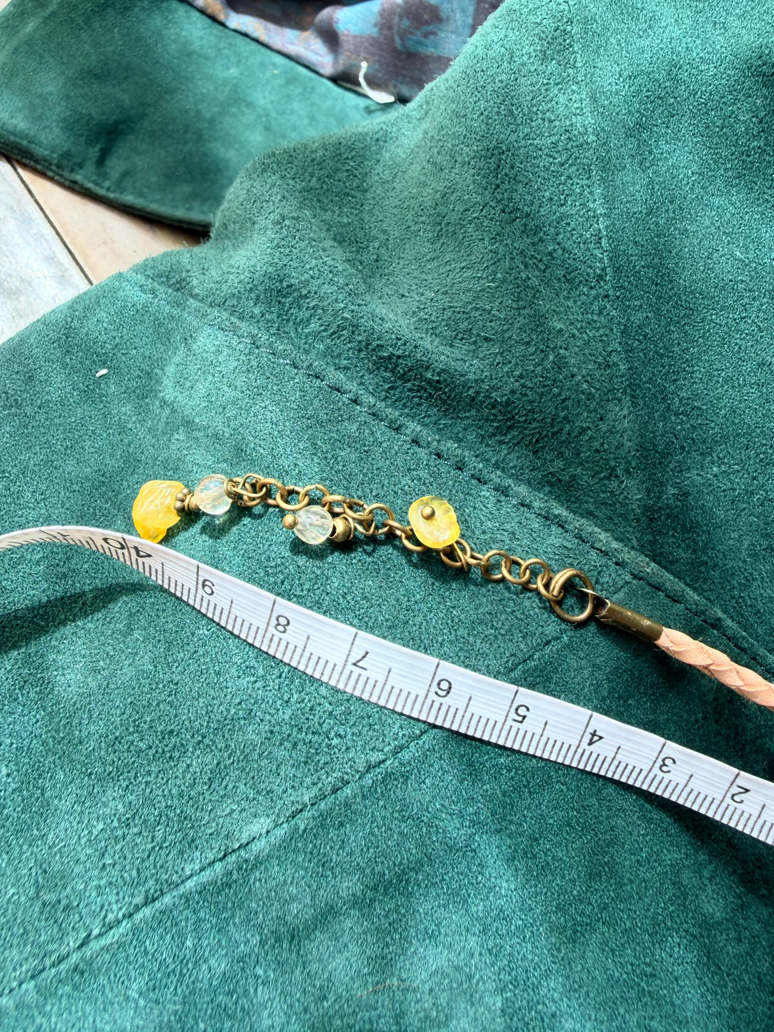 Choker z Cytrynem – naturalna pleciona skóra z Indii | Boho naszyjnik z kamieniem naturalnym | AgnesArte