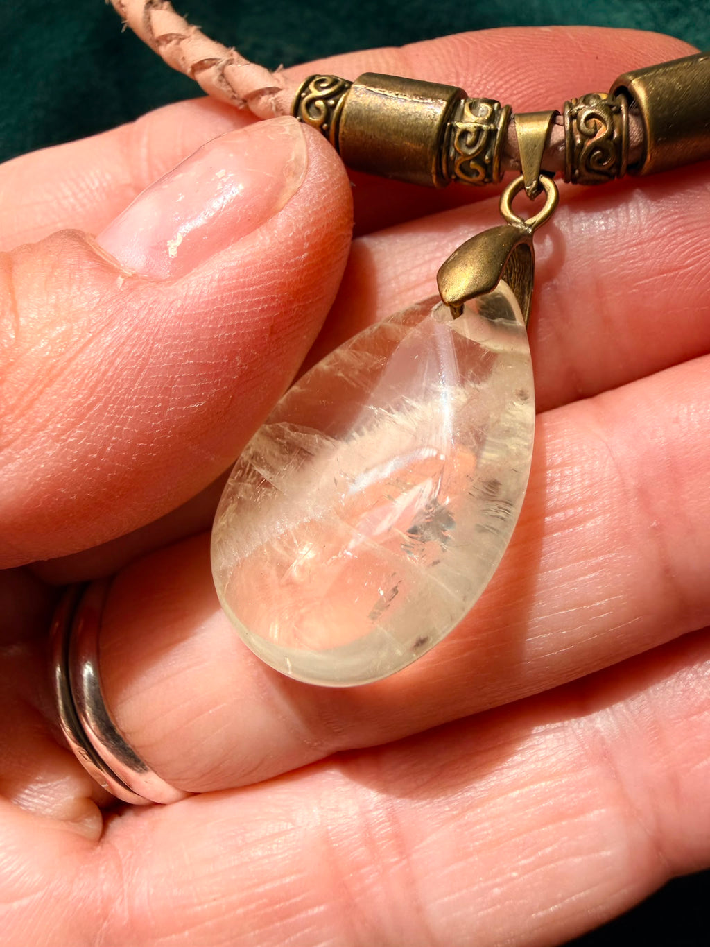 Choker z Cytrynem – naturalna pleciona skóra z Indii | Boho naszyjnik z kamieniem naturalnym | AgnesArte