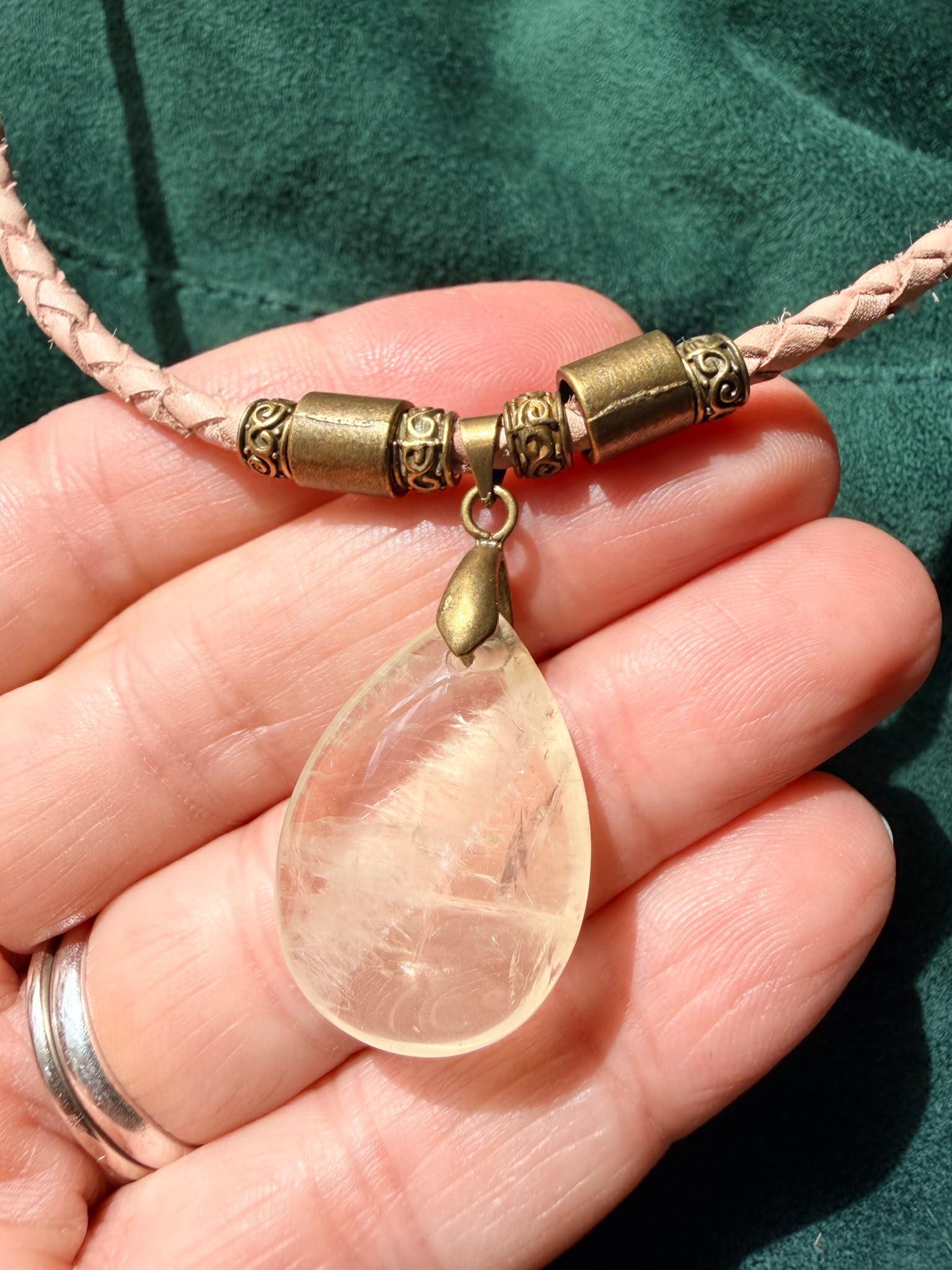 Choker z Cytrynem – naturalna pleciona skóra z Indii | Boho naszyjnik z kamieniem naturalnym | AgnesArte