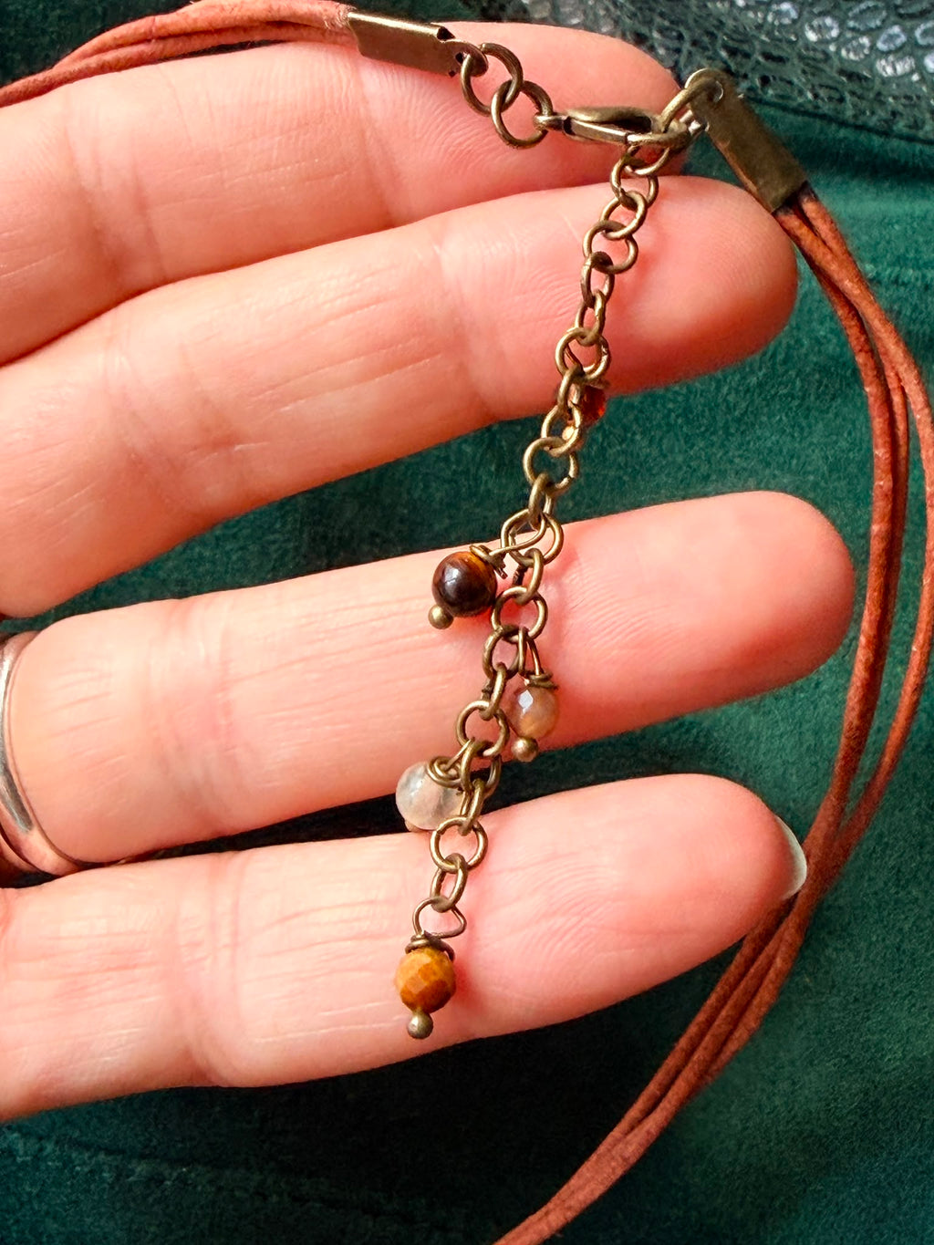 Choker z Tygrysim Okiem – naturalna skóra | Boho naszyjnik z kamieniem odwagi i pewności siebie | AgnesArte