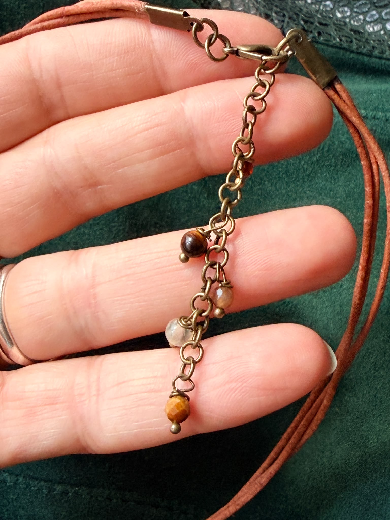 Choker z Tygrysim Okiem – naturalna skóra | Boho naszyjnik z kamieniem odwagi i pewności siebie | AgnesArte