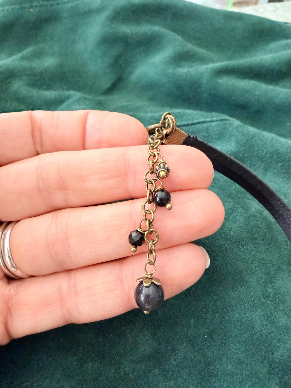 Choker z Czarnym Agatem – naturalna skóra | Boho naszyjnik z kamieniem ochrony i równowagi | AgnesArte