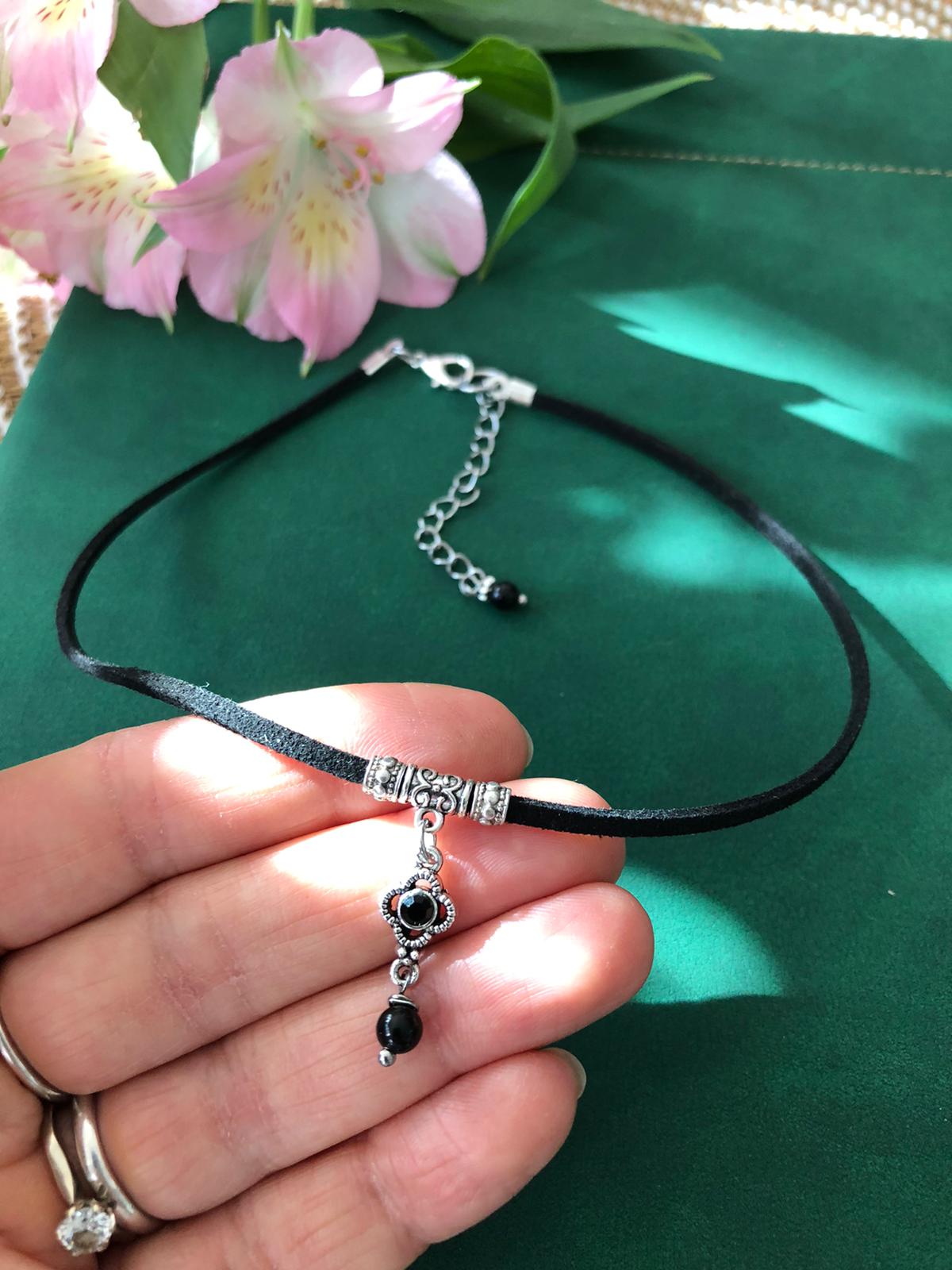 🖤 Elegancki choker z czarnym turmalinem 🖤