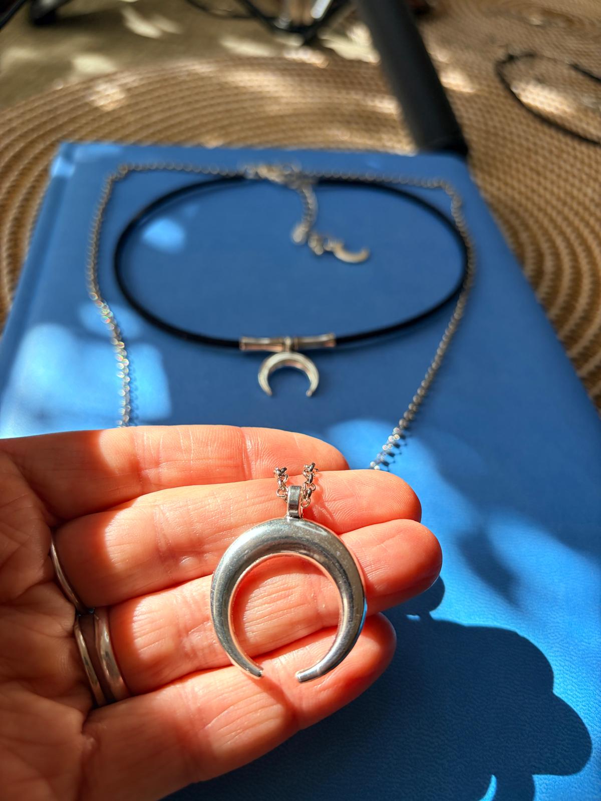 ✨Zestaw Choker + łańcuszek z półksiężycem – symbol intuicji i kobiecej energii ✨