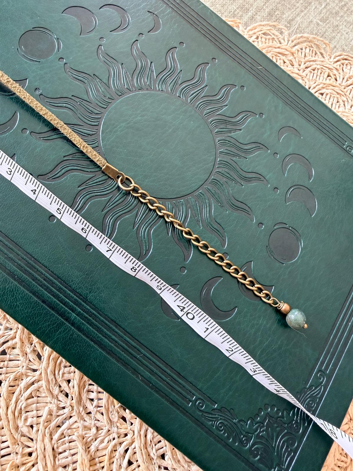 Choker z awenturynem – zielony kamień naturalny, naszyjnik boho vintage, talizman szczęścia Agnes Arte