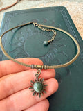 Choker z awenturynem – zielony kamień naturalny, naszyjnik boho vintage, talizman szczęścia Agnes Arte